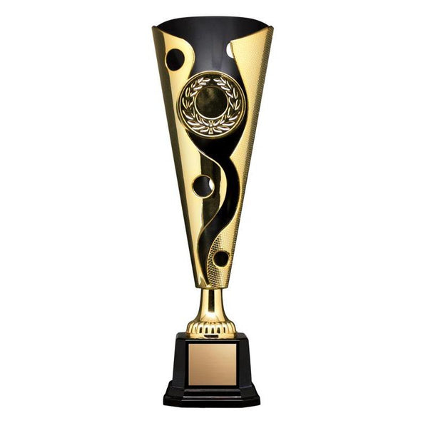 XL Cyclone Cup 2" Insert Holder on Black Square Base, Gold-D&G Trophies Inc.-D and G Trophies Inc.